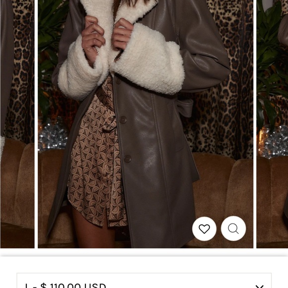 GIGI TAUPE VEGAN LEATHER PEA COAT - Picture 6 of 6